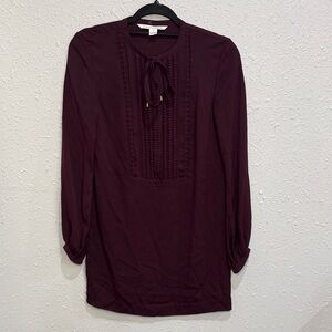 Diane Von Furstenberg Plum Long Sleeve Mini Dress Size 0